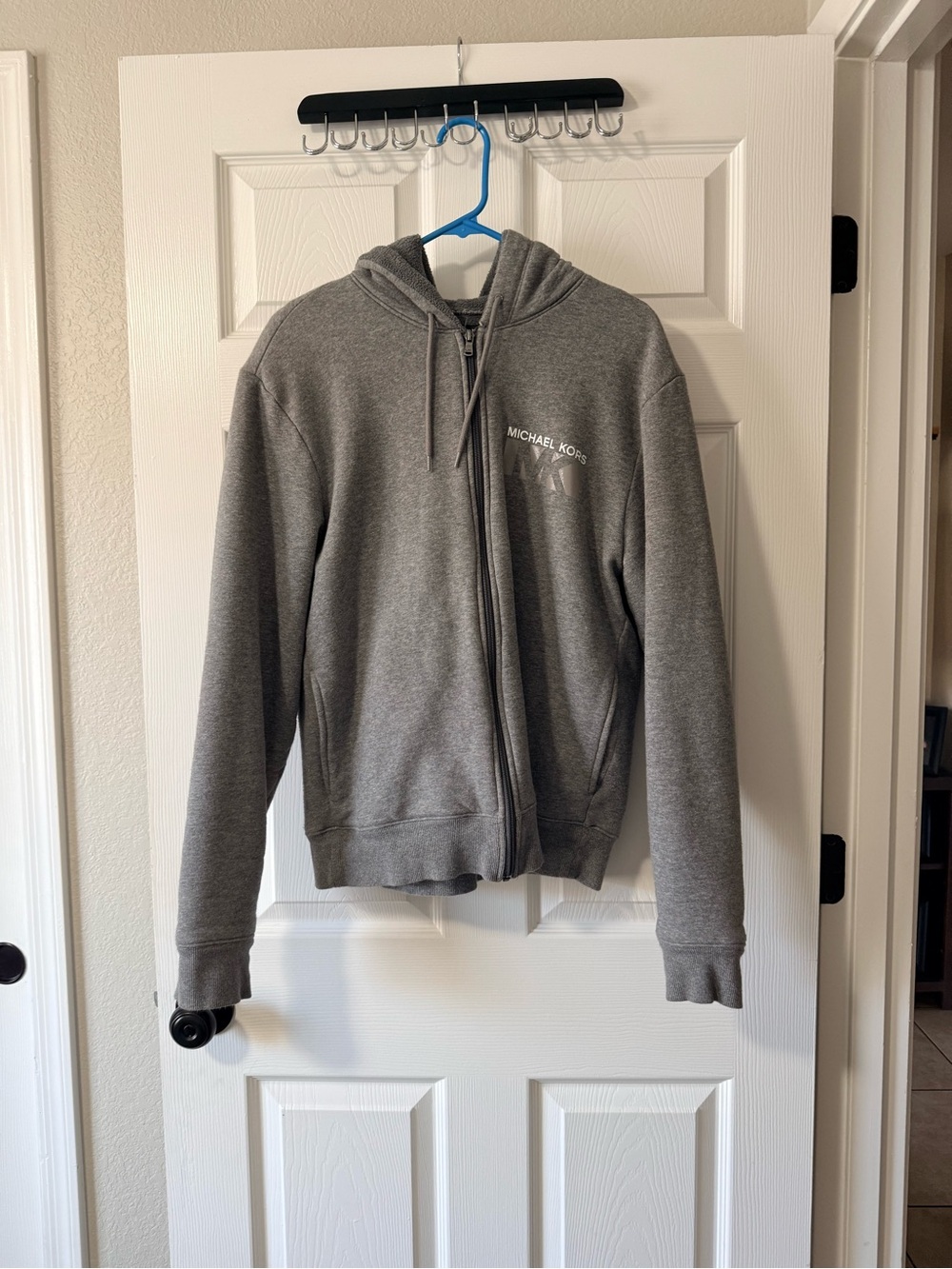 Michael Kors Gray Full-Zip Hooded Jacket